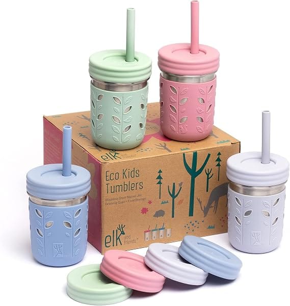 Elk & Friends 10oz Stainless Steel Kids Tumblers, 4-Pack