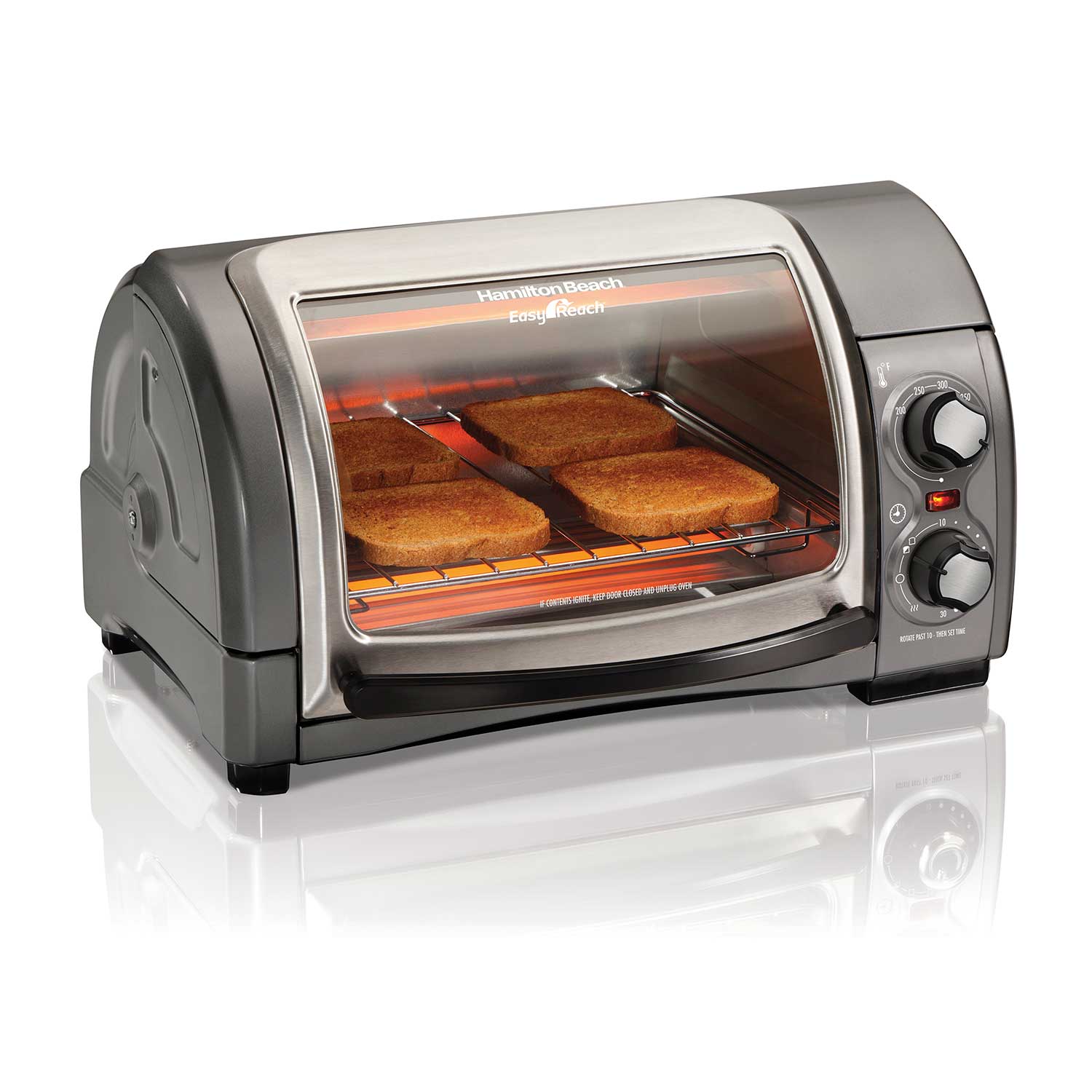 Hamilton Beach Easy Reach 4-Slice Toaster Oven with Roll-Top Door
