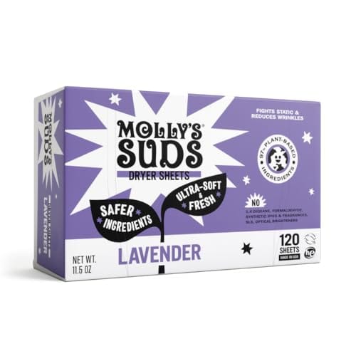 Molly's Suds Fabric Softener Dryer Sheets, Lavender, 120 Sheets