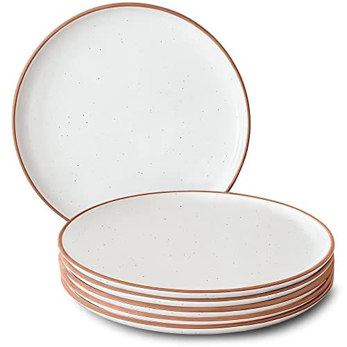 MORA Ceramics Dinner Plates Set of 6, 10 Inch, Vanilla White