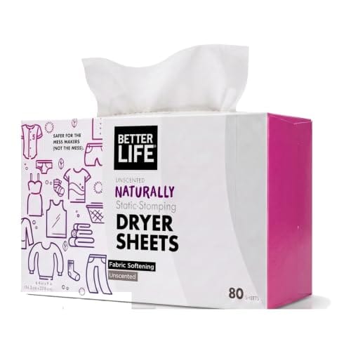 Better Life Natural Dryer Sheets, Unscented, 80 Count