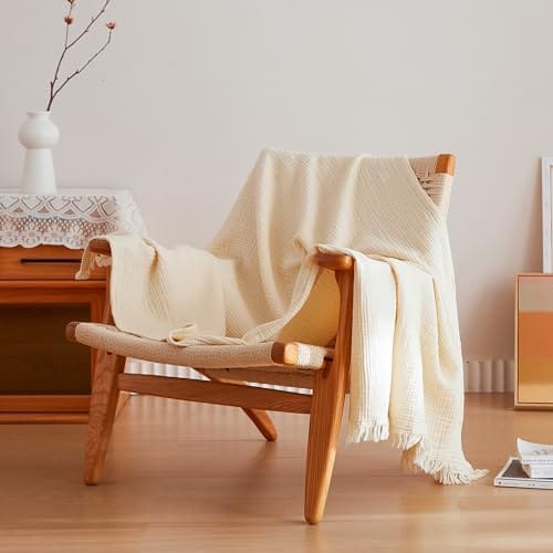 Simple&Opulence Cotton Muslin Throw Blanket, 4 Layers