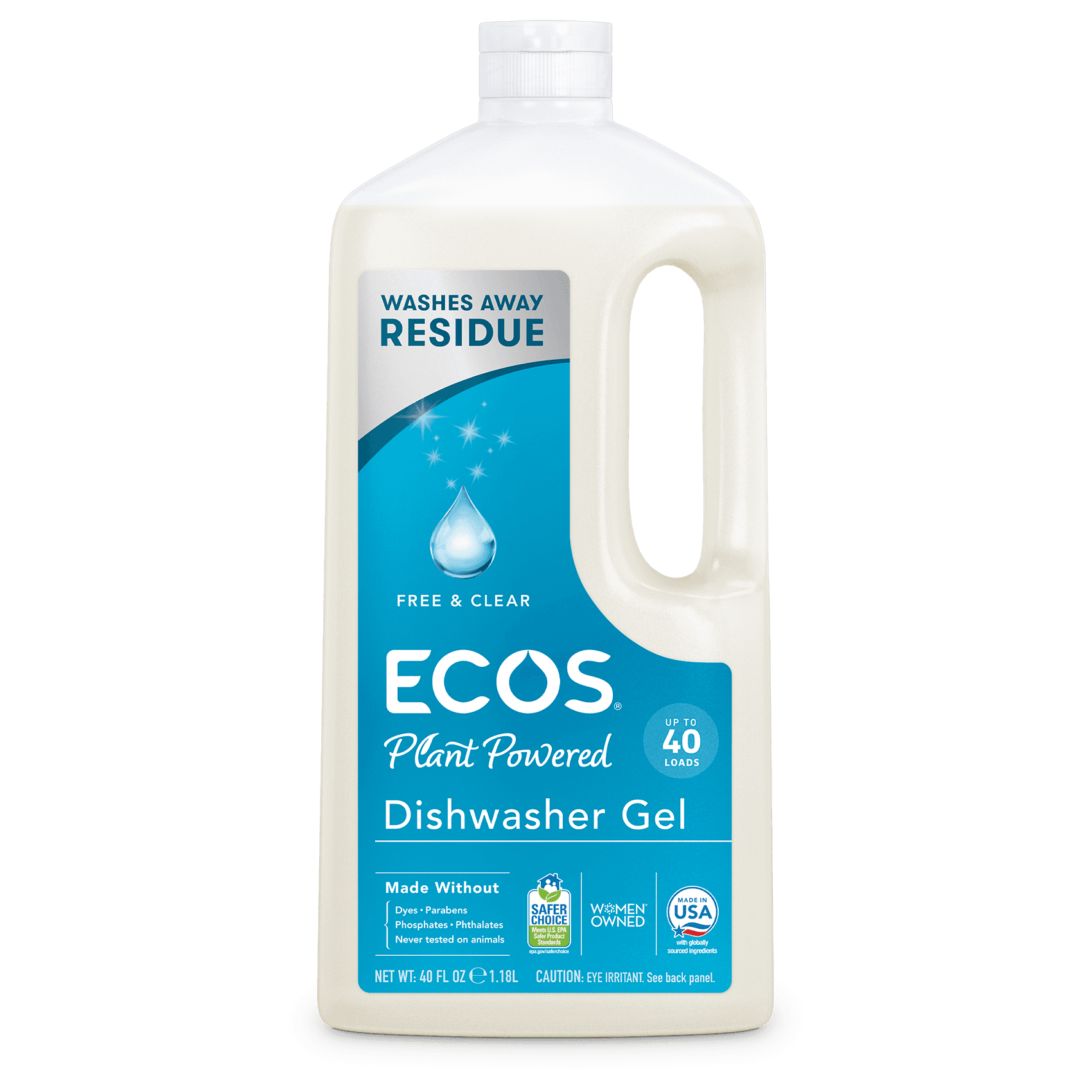 ECOS Dishwasher Gel, Free & Clear, 40 oz